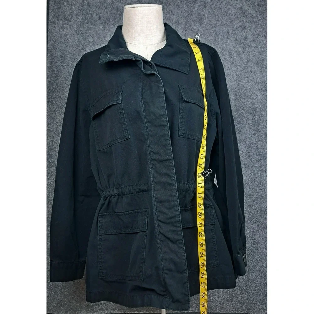 Relativity Women's Cotton‎ Blend Trench Coat Jacket Black Size 2X Button